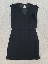 Express Womens Sheer Dress 0 Black Sheath Mini Short Sleeve
