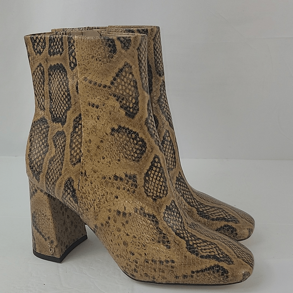 Sam Edelman Codie Snake-Embossed Leather Ankle Boots Size