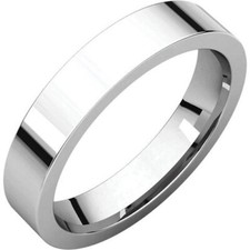 4mm 14K Solid White Gold Plain Flat Comfort Fit Wedding Band Ring All Sizes New