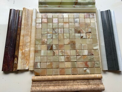 10 sqf of 1''x1'' polished green onyx mosaic tile natural stone