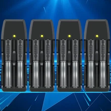 4 Pack Universal Intelligent Charger 2 Bay for 3.7v Lithium Rechargeable Battery