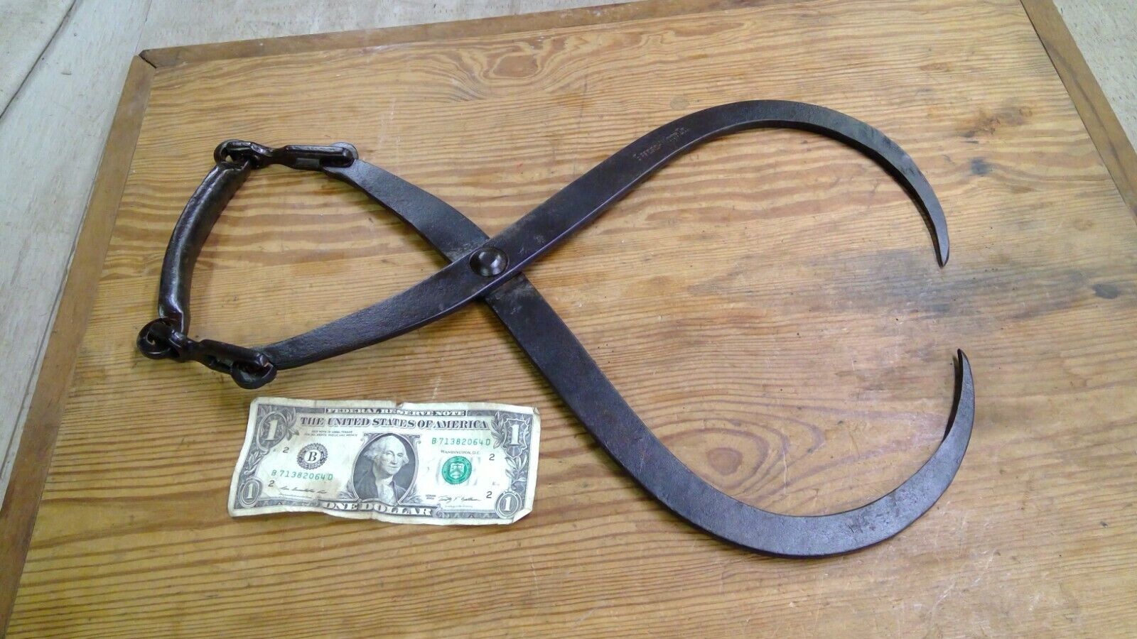 Antique Gifford Wood Co 18" Cast Iron Ice Block Tongs Primitive  