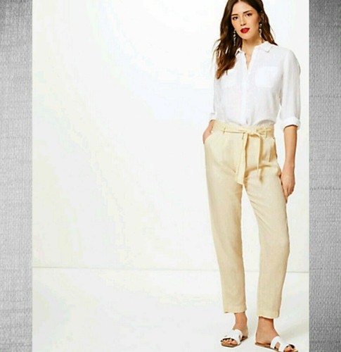 M\u0026S WOMENS PURE LINEN ANKLE GRAZER 