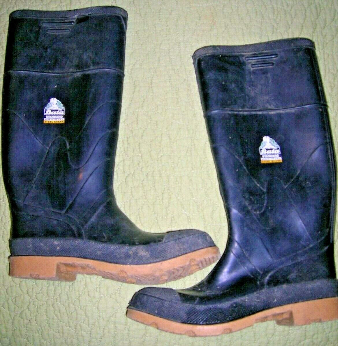 Bata Standard Black Steel Shank Rain Boots Mens Size 7 Made  display picture 3