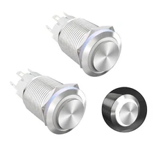 Latching Push Button Switch 3V 6V Waterproof Stainless Steel Metal 3/4" Mount...