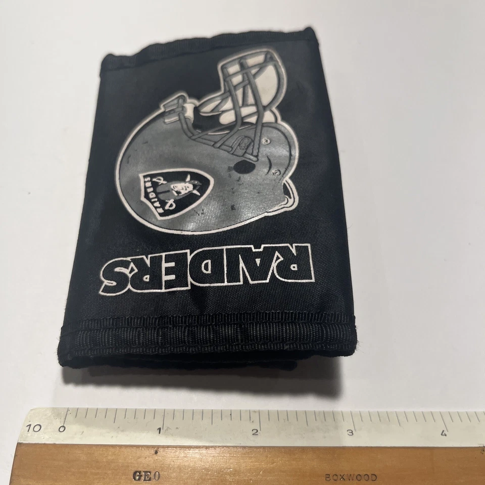 Vintage 1990’s Era Oakland Raiders Hook And Loop Nylon Tri Fold Wallet - Image 4 of 4