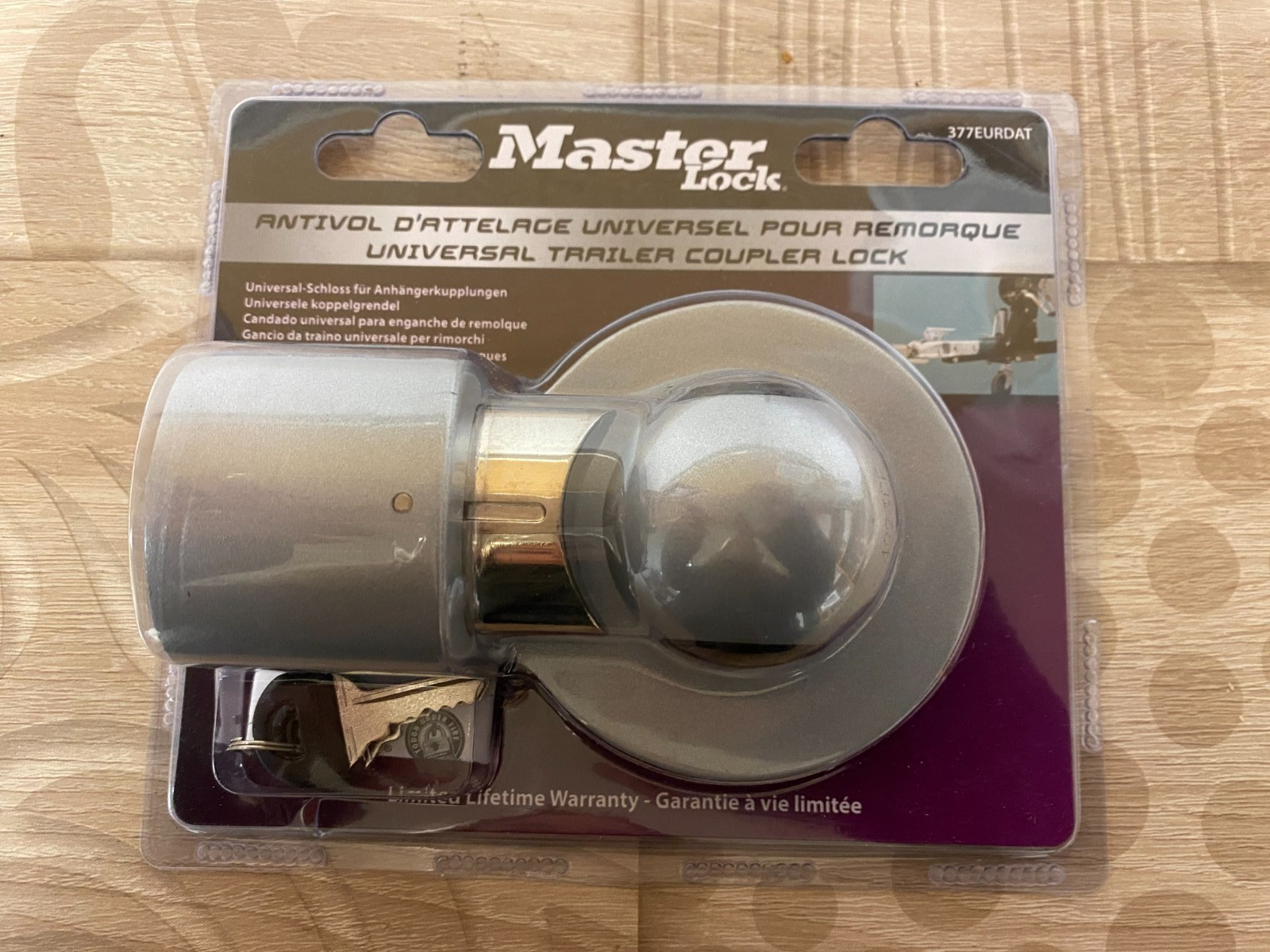 Antivol d'attelage remorque Master Lock 1.791.1 universel en acier forgé jaune