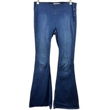 Free People Penny Pull On Flare Jeans Womens 28 Blue Dark Wash Boho Bell Bottoms