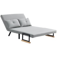 Image of HOMCOM Fabric Convertible Sofa Bed with Pillow for Living Room