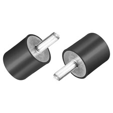 30x30mm M8 Thread Rubber Mounts with Studs Cylindrical Vibration Isolators, 4pcs