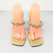 Betsey Johnson Women Sandals 8.5 Y2K Clear Heel Gold Statement Rhinestone Party
