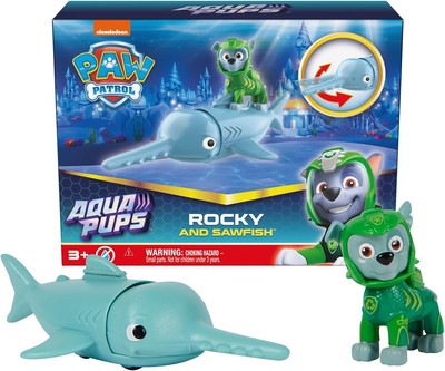 PAW Patrol, Aqua Pups - Hero Pups Actionfiguren-Set mit 1 Rocky Welpenfigur ...