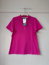 Joules Pippa Damen-Poloshirt rosa UK 10 Baumwolle Stretch Logo Oberteil neu mit Etikett