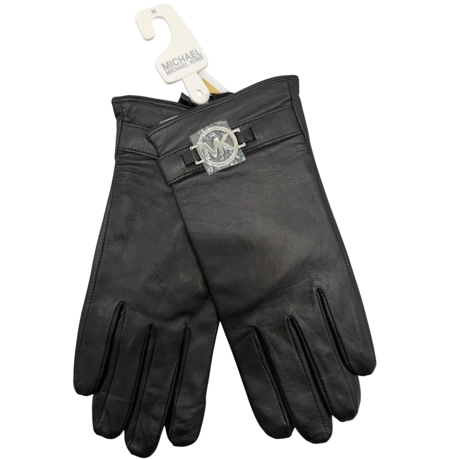 Michael Kors Gloves Womens Medium Black Leather MK Logo Tech Gloves NWT Outdoor