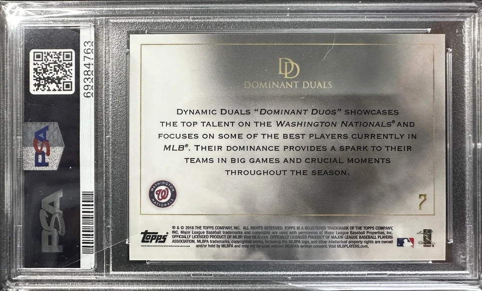 2018 Topps On Demand Dynamic Duals Dominant Duos Bryce Harper Juan Soto - PSA 10 - Image 2 of 2