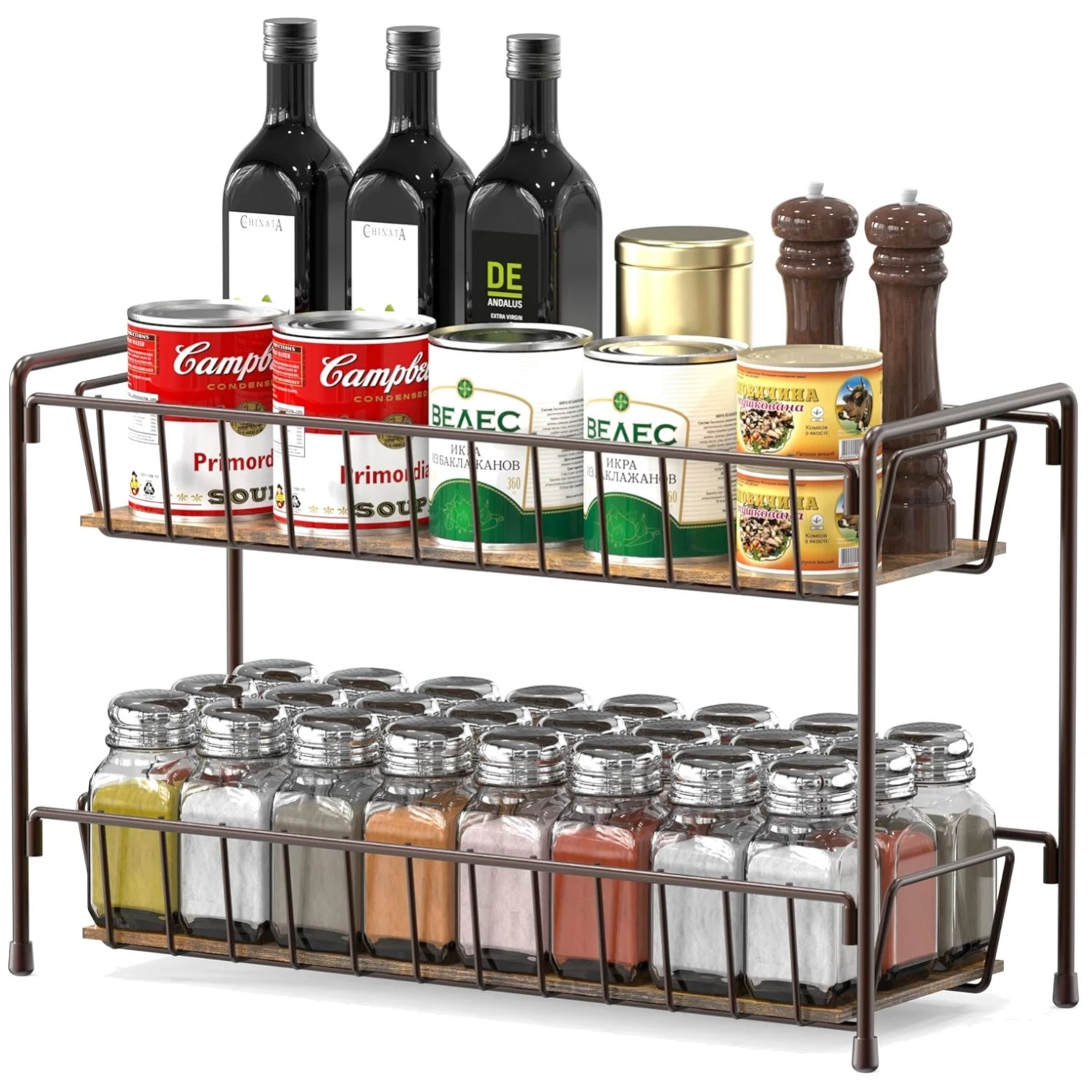 Free Standing Spice Organizer, 2-Tier Shelves