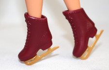Maroon ICE SKATES Barbie accessory winter skating boots shoes high heel fashion