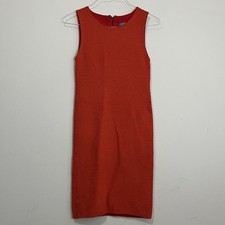 Alice + Olivia Women's Orange Textured Knit Sleeveless Sheath Dress Sz S Stretch
