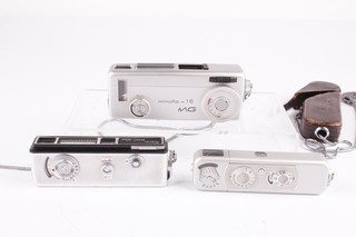 Miniature Compact Point & Shoot Minox Complan Minolta 16 MG Revue Working x3