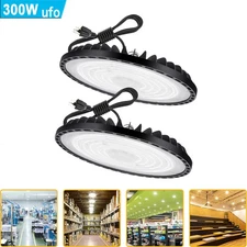 2 Pack 300W Led UFO High Bay Light Shop Commercial Industrial Warehouse 6000K