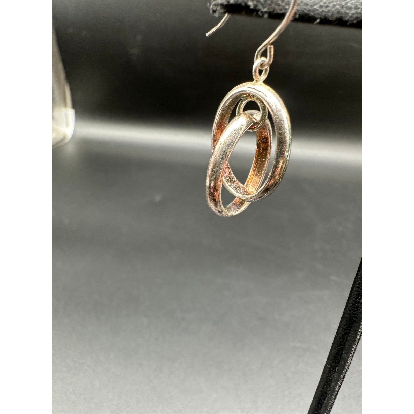 Sterling Silver Interlocking Double Hoop Drop Dan… - image 3