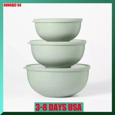 Set of 3 Plastic Mixing Bowl Set with Lids - Figmint™ Green