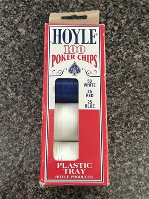 Vintage 100 Poker Chips by Hoyle Red White Blue Never Used