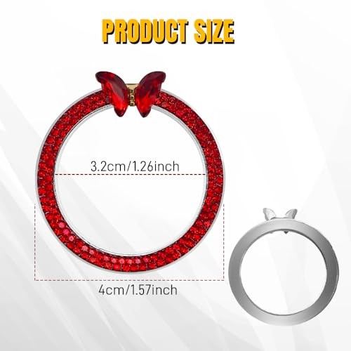 2PCS Bling Car Engine Start Stop Decoration Ring, Push to Start Button Red+Red - Picture 3 of 8