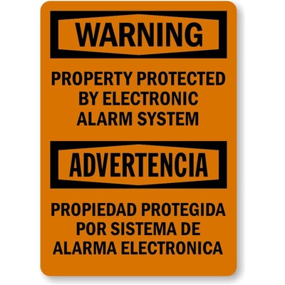 Bilingual Property Protected Aluminum Weatherproof Sign b00162