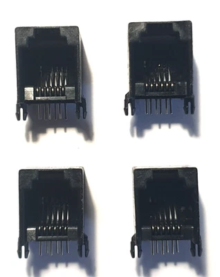 RJ11 Jack sockets x4 - Black 6P6C Unshielded - Base Mount - UK Free P&P - Image 1 of 4