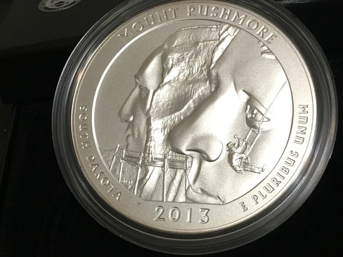 2013 P America the Beautiful (ATB) 5oz Silver Coin- Mount Rushmore w/ OGP & COA - Picture 7 of 11