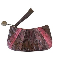 Nine West Faux Reptile Clutch Wristlet Bordeaux  Purple Ombré Party Night Out