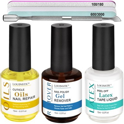 LOUINSTIC 3-in-1 Gel Nail Remover Kit   0.17 Fl Oz (Pack of 3), Clear 