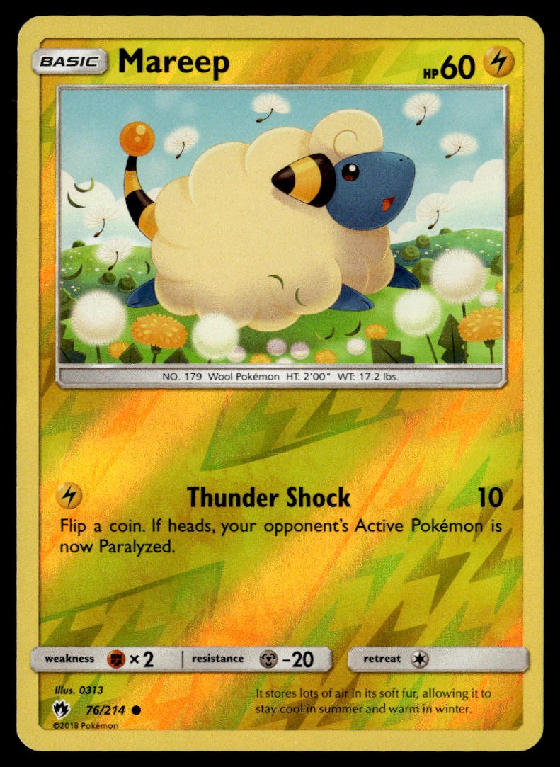 Mareep 76/214 Reverse Holo Common Lost Thunder Pokemon Card