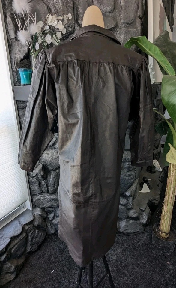 Винтажный 70-х 80-х Rickie Freeman для Teri Jon кожаная рубашка платье Dk Brn размер 12 - Изображение 4 из 4