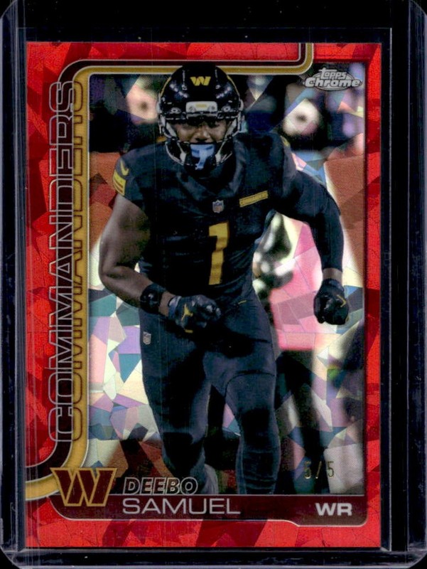 2025 Topps Chrome Sapphire Deebo Samuel Red Refractor #/5 Commanders