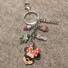 Disney Mickey Mouse Metal Keychain Hawaiian Theme Silver Color Disney Store