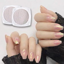 2 Boxes Pearl Chrome Nail Powder Glazed Gold White Pearl Chrome Nails Powder Hol