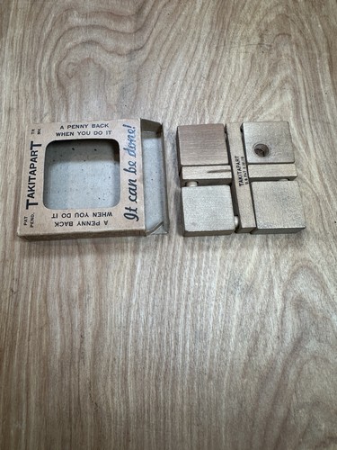 Vintage Wooden Game or Puzzle Takitapart Penny Reward 1950's In Original Box - Picture 3 of 4