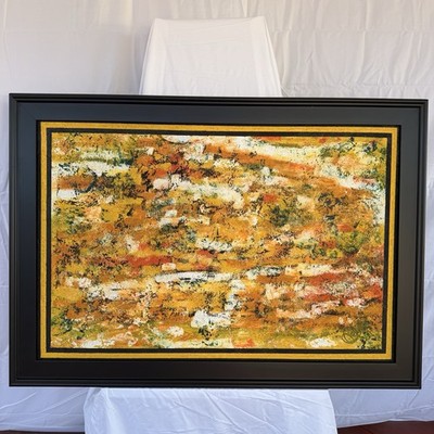 Roly Fernandez Original Framed Oil on Canvas Abstract Painting Signed 41x29