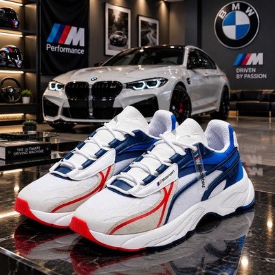 NEW Puma BMW M RS-Fast White/ Blue/Red Running Shoes Size 12