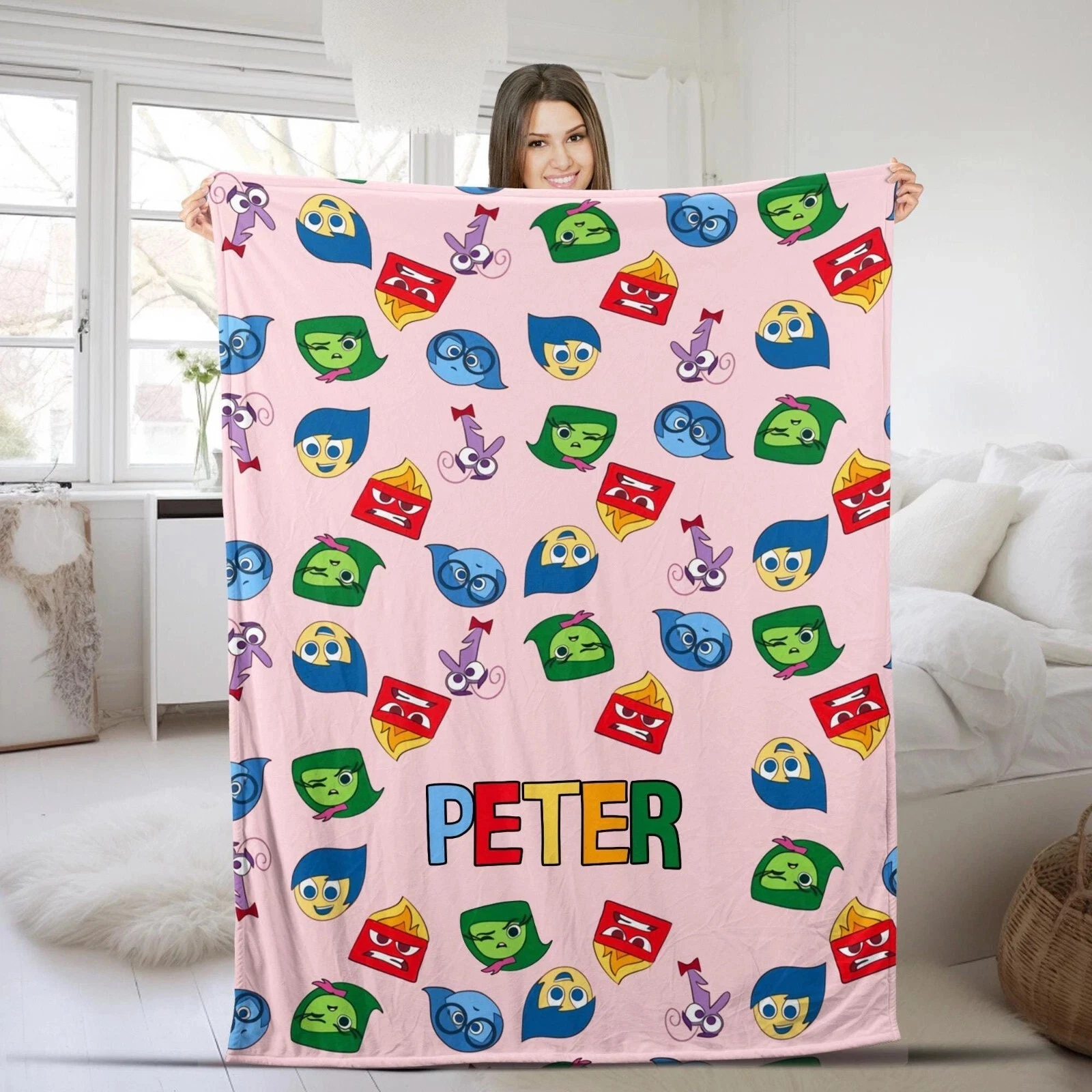 Personalized Disney Pixar Inside Out 2 Joy Disgust Sadness Fleece Blanket