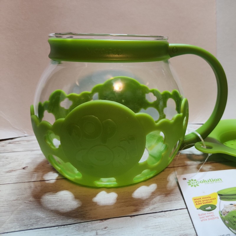 NIB EPOCA ECOLUTION POPCORN POPPER - GREEN - MICROWAVE - 1.5 QT