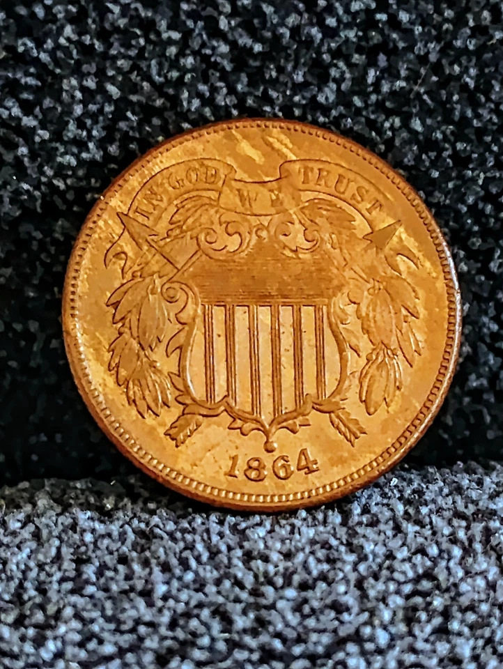 1864 Two Cent Piece  MS++++RB  Beautiful Eye Appeal 100% Orig Better Date - Image 3 of 4