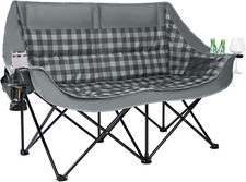 Double Camping Chair 2 Person Loveseat, 800LBS Heavy Duty Chair, Plaid