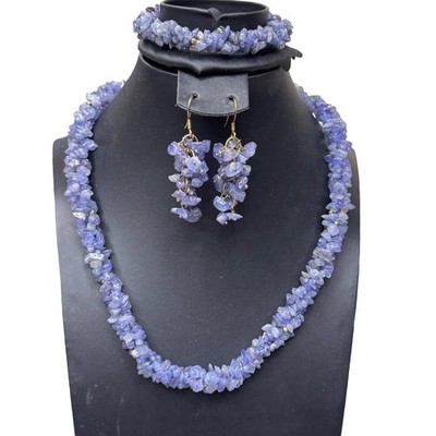 Stauer Tanazanite Rarity Set Includes Necklace Bracelet Earrings Purple Gemstone