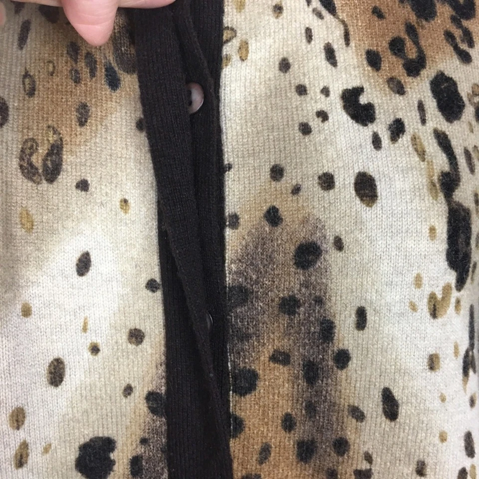 Investments Brown Black Cashmere Leopard Cardigan Large - Image 2 of 4