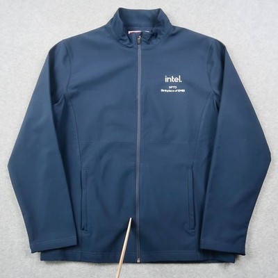Team 365 Intel SPTD Softshell Jacket Mens Large Navy Blue Full Zip Performance