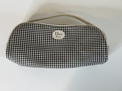 Vintage Dior Beauty Hahnentritt Kosmetik Make-up Tasche Kulturbeutel selten