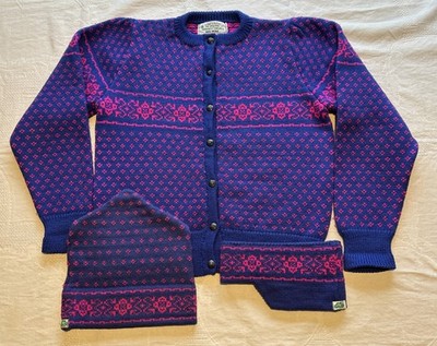 The Original Moriarty  Ski Sweater; M-Wool With Hat&Headband Made in Stowe, VT